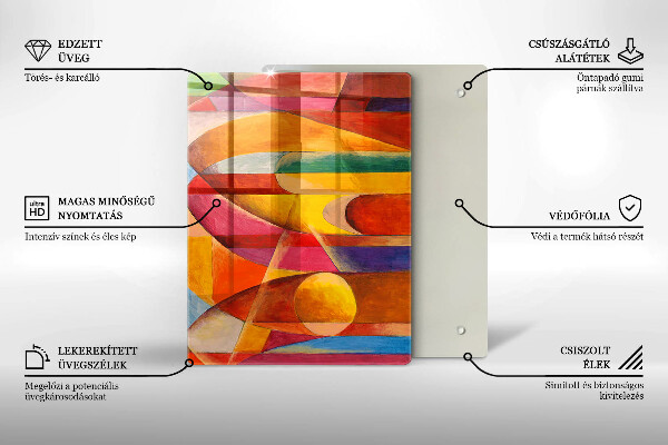 Tűzhely fedőlap Színes absztrakció