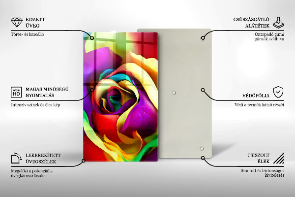 Tűzhely fedőlap Színes rózsaszirom