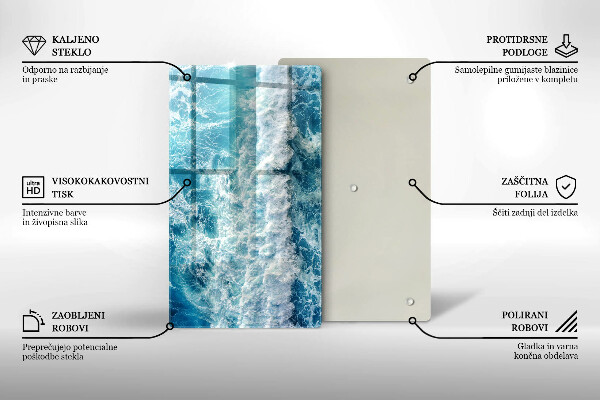 Tűzhely fedőlap Tenger víz hullámai