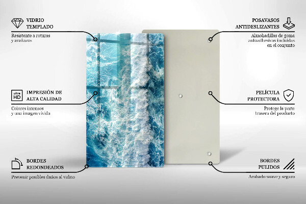 Tűzhely fedőlap Tenger víz hullámai