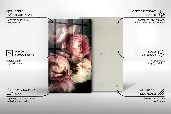 Tűzhely fedőlap Bazsarózsa virágok