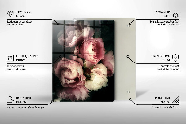 Tűzhely fedőlap Bazsarózsa virágok