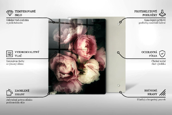 Tűzhely fedőlap Bazsarózsa virágok