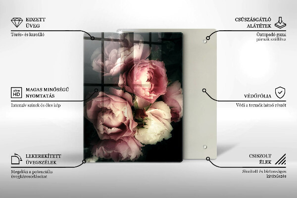 Tűzhely fedőlap Bazsarózsa virágok