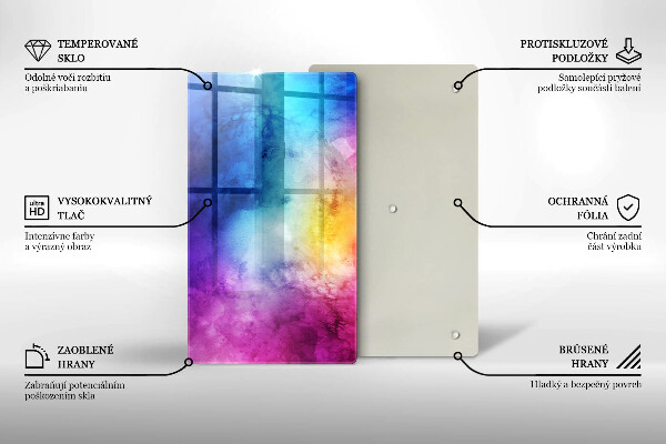 Tűzhely fedőlap Szivárvány akvarell fröccsenések