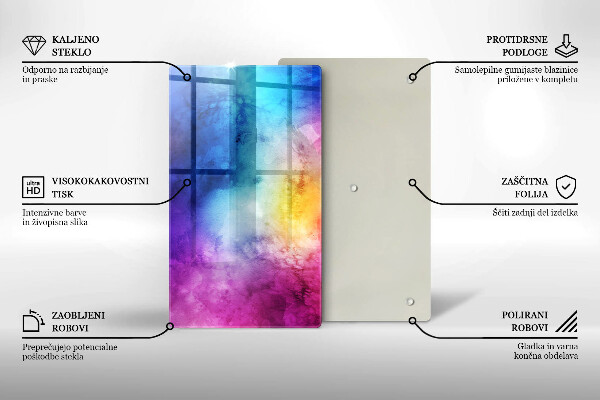 Tűzhely fedőlap Szivárvány akvarell fröccsenések