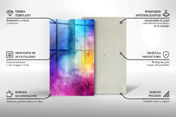 Tűzhely fedőlap Szivárvány akvarell fröccsenések