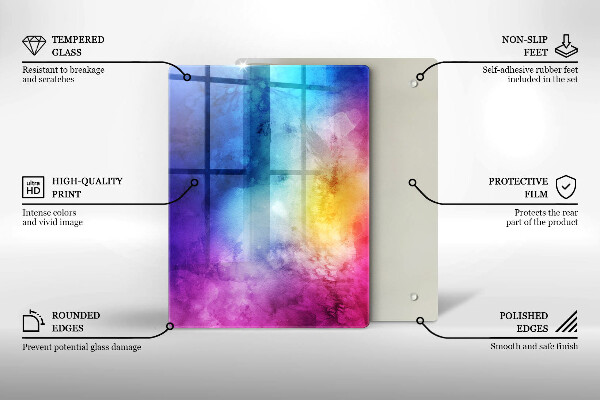 Tűzhely fedőlap Szivárvány akvarell fröccsenések