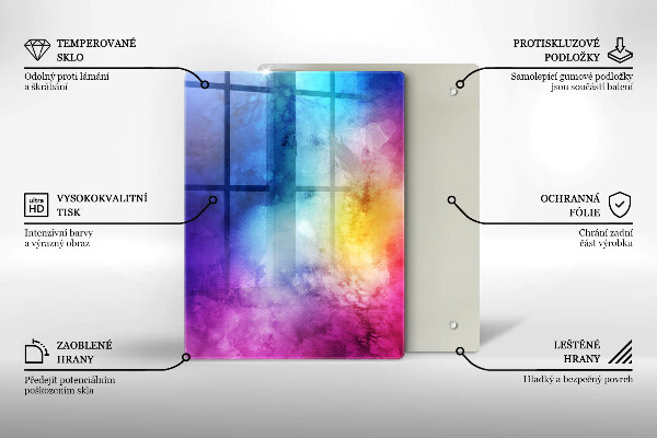 Tűzhely fedőlap Szivárvány akvarell fröccsenések