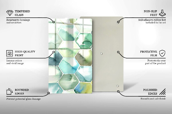 Tűzhely fedőlap Akvarell hatszögek