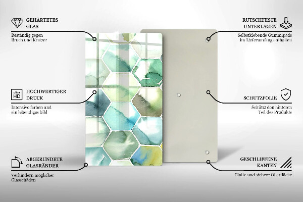 Tűzhely fedőlap Akvarell hatszögek