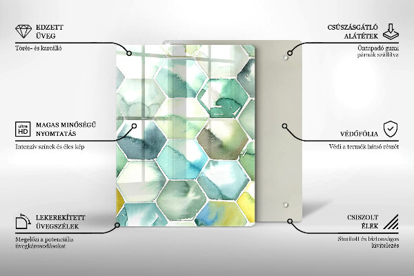Tűzhely fedőlap Akvarell hatszögek
