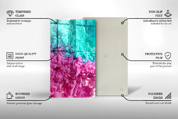 Tűzhely fedőlap Türkiz-rózsaszín füst