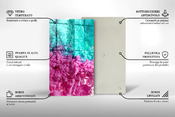 Tűzhely fedőlap Türkiz-rózsaszín füst