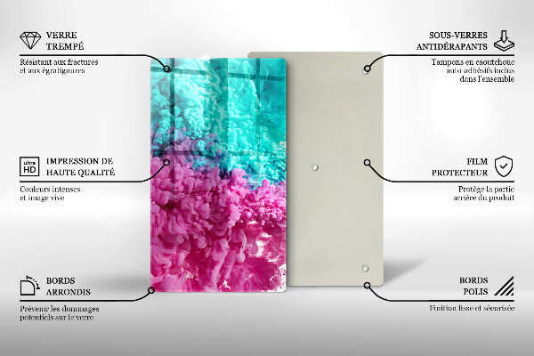 Tűzhely fedőlap Türkiz-rózsaszín füst