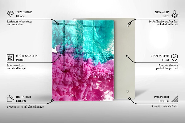 Tűzhely fedőlap Türkiz-rózsaszín füst