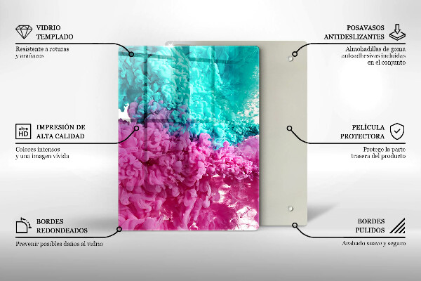 Tűzhely fedőlap Türkiz-rózsaszín füst