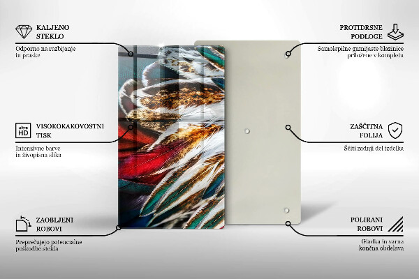 Tűzhely fedőlap Boho madártollak