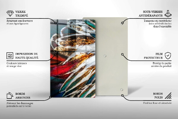 Tűzhely fedőlap Boho madártollak