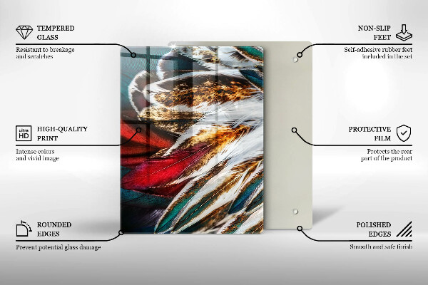 Tűzhely fedőlap Boho madártollak