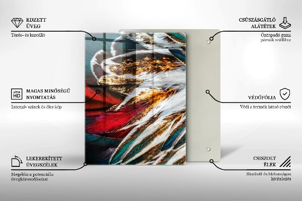 Tűzhely fedőlap Boho madártollak