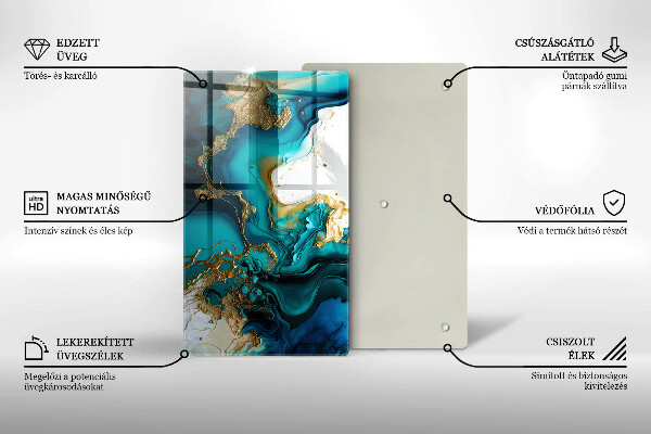 Tűzhely fedőlap Türkiz absztrakció