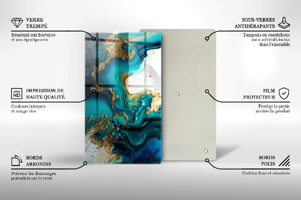 Tűzhely fedőlap Türkiz absztrakció