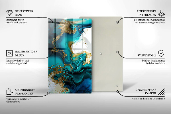 Tűzhely fedőlap Türkiz absztrakció