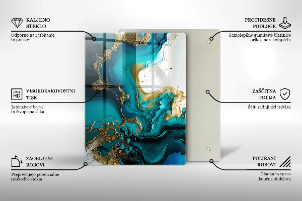 Tűzhely fedőlap Türkiz absztrakció