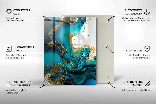 Tűzhely fedőlap Türkiz absztrakció