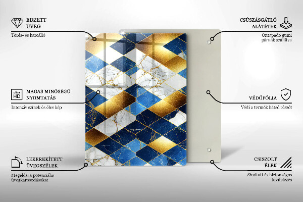 Tűzhely fedőlap Arany márványrombuszok