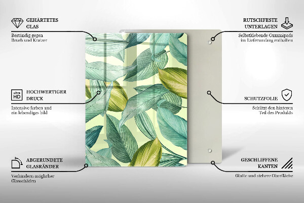 Tűzhely fedőlap Zöld trópusi levelek