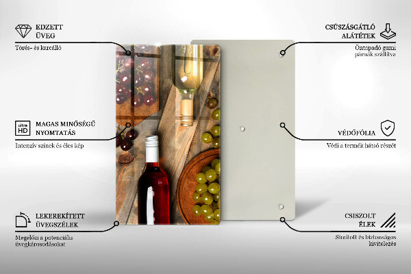 Tűzhely fedőlap Borosüvegek és szőlő