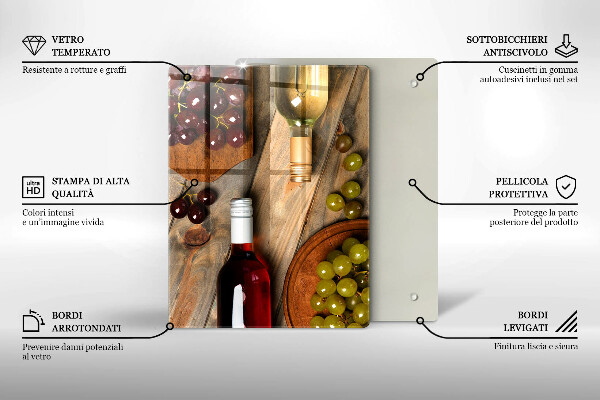 Tűzhely fedőlap Borosüvegek és szőlő