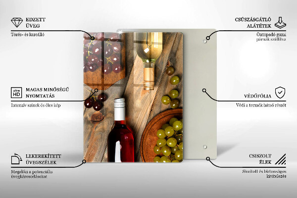 Tűzhely fedőlap Borosüvegek és szőlő