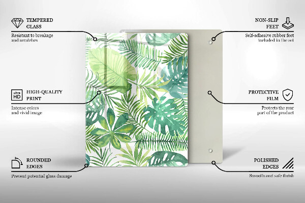 Tűzhely fedőlap Akvarell boho levelek