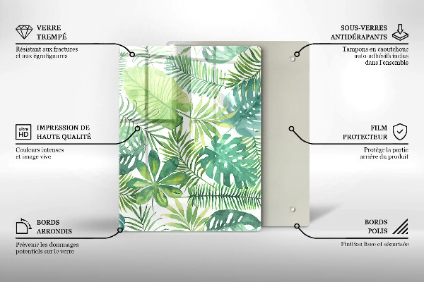 Tűzhely fedőlap Akvarell boho levelek