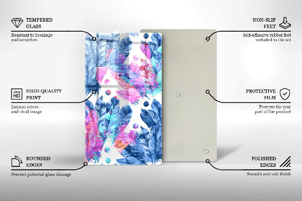 Tűzhely fedőlap Tollak boho illusztráció