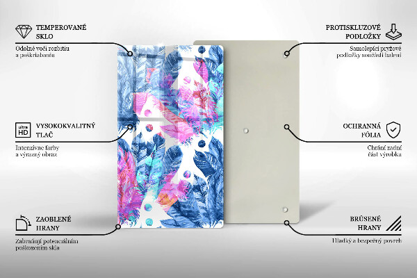 Tűzhely fedőlap Tollak boho illusztráció