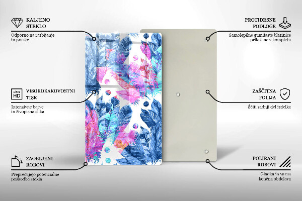 Tűzhely fedőlap Tollak boho illusztráció