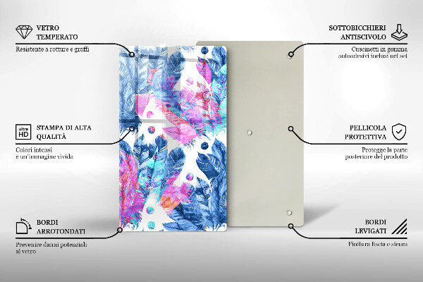 Tűzhely fedőlap Tollak boho illusztráció