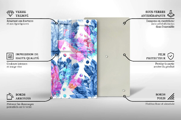 Tűzhely fedőlap Tollak boho illusztráció