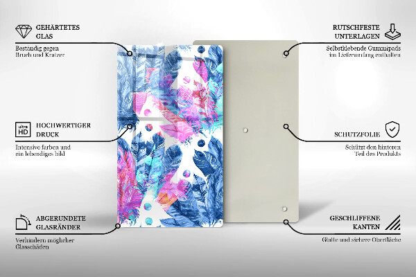 Tűzhely fedőlap Tollak boho illusztráció