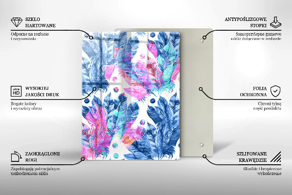 Tűzhely fedőlap Tollak boho illusztráció