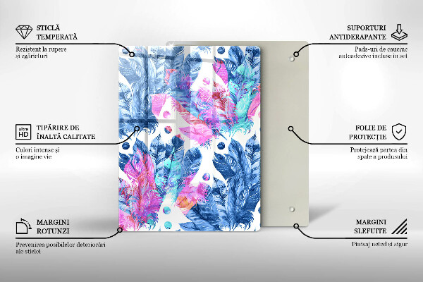 Tűzhely fedőlap Tollak boho illusztráció