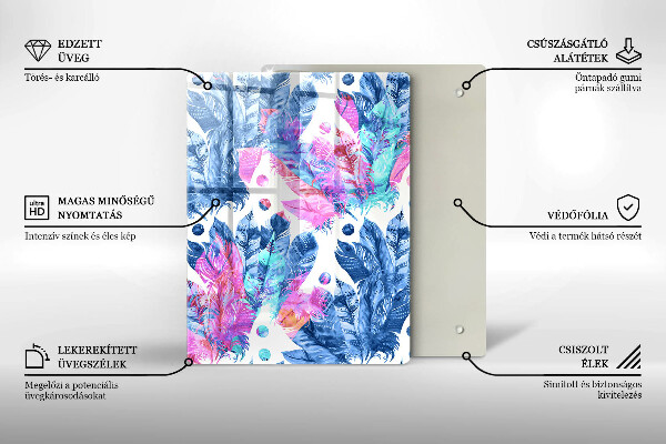 Tűzhely fedőlap Tollak boho illusztráció