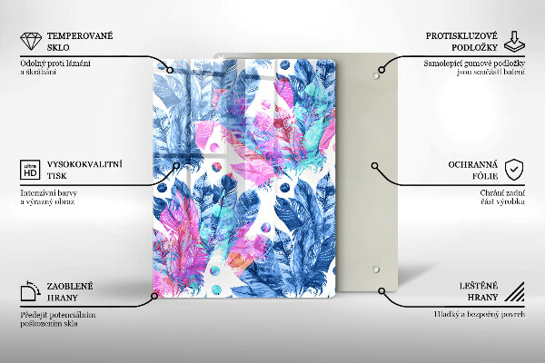 Tűzhely fedőlap Tollak boho illusztráció