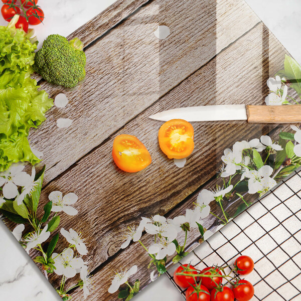 Tűzhely fedőlap Fehér virágok a táblákon