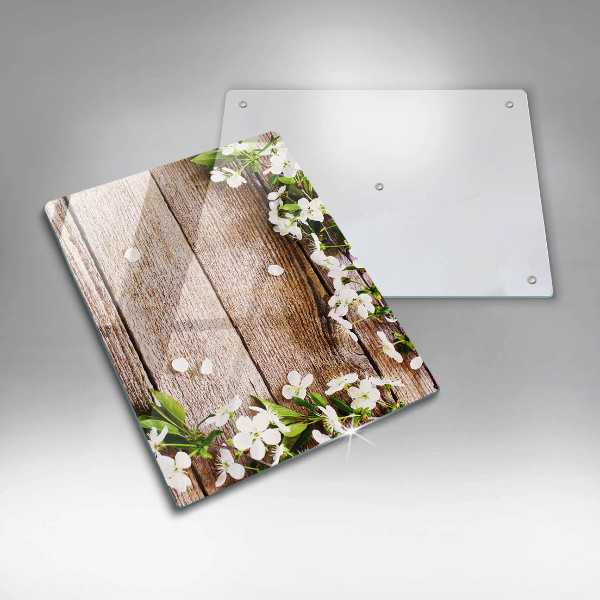 Tűzhely fedőlap Fehér virágok a táblákon