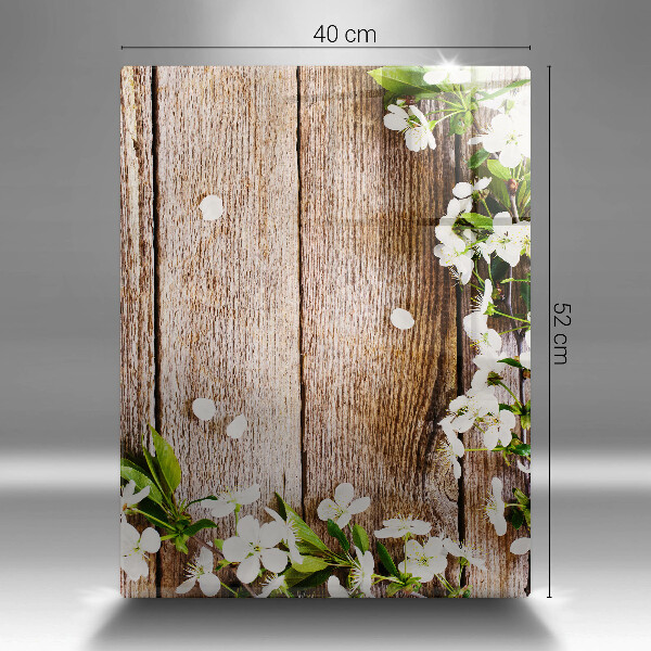 Tűzhely fedőlap Fehér virágok a táblákon